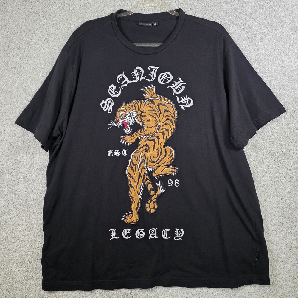 Sean John Legacy Tiger T Shirt Mens Black Graphic Tee Retro Y2K Streetwear Rap